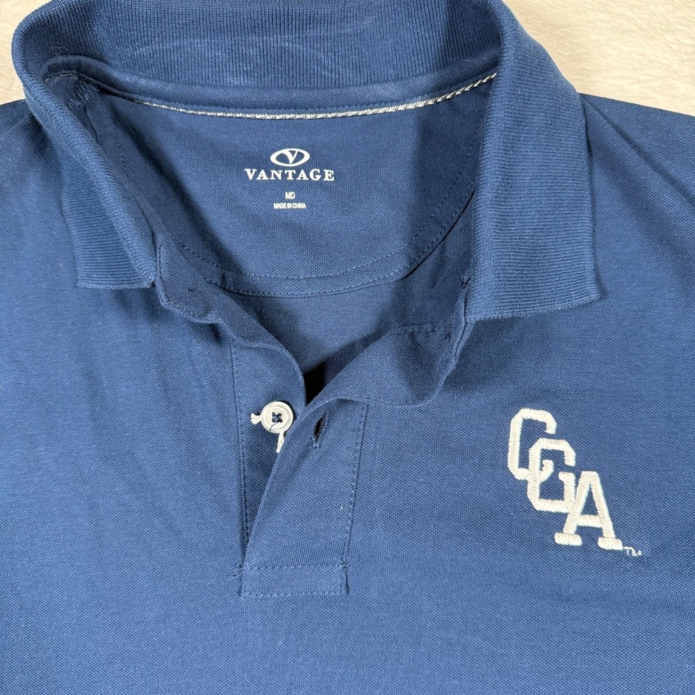 Vantage Mens Polo Shirt Navy Blue Short Sleeve CGA Logo Embroidered Size MD - Picture 3 of 6